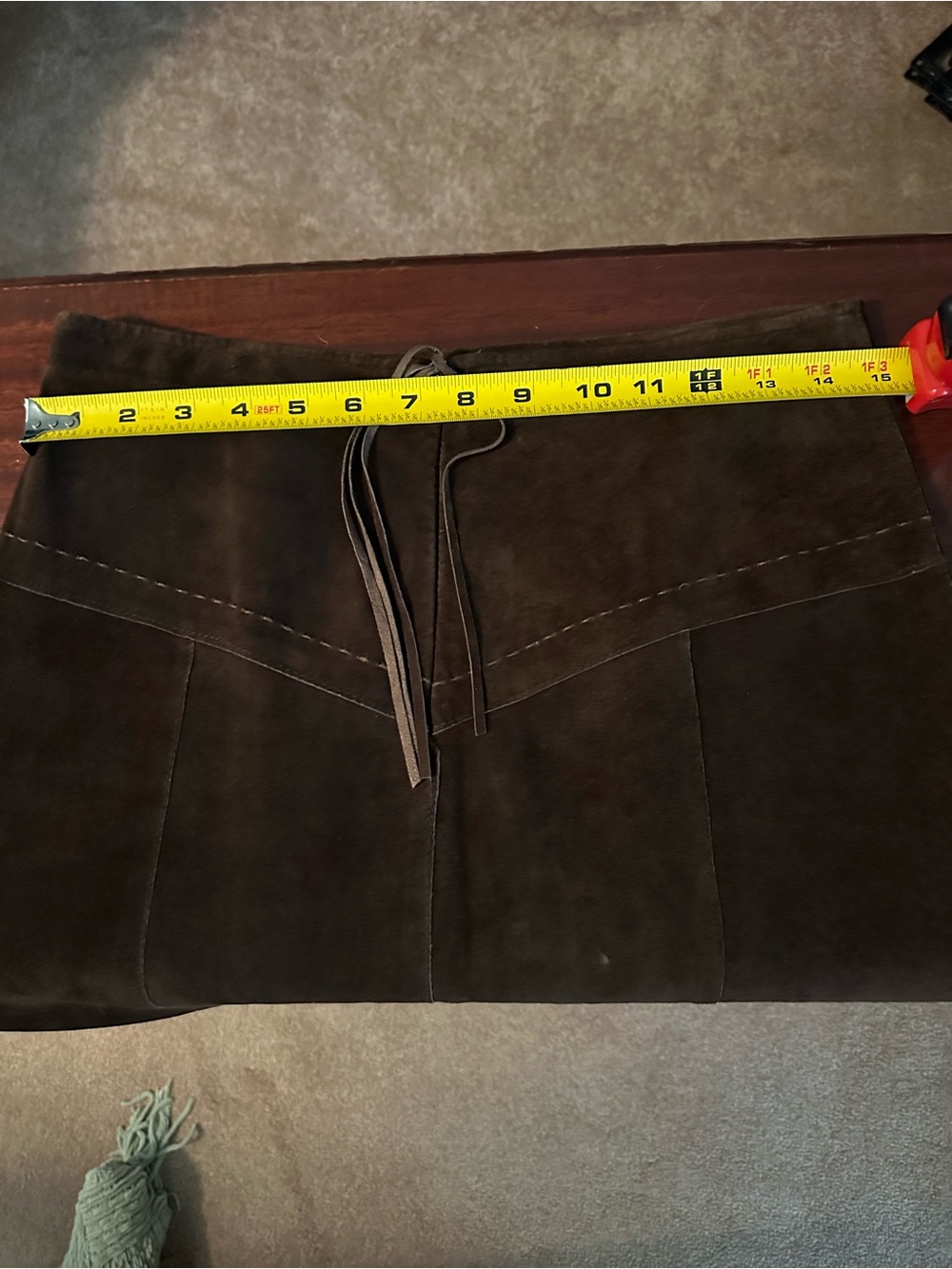 Vintage Brown Suede Leather Maxi Skirt. - Picture 8 of 9